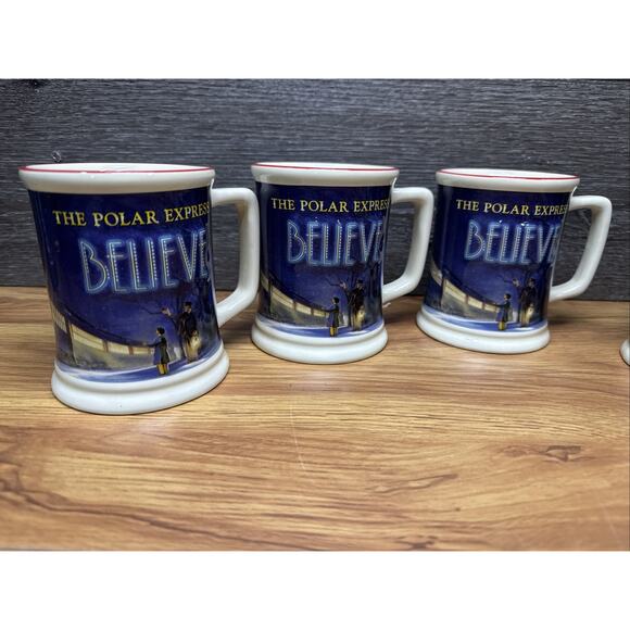 Polar Express BELIEVE 3D Raised Ceramic Hot Chocolate/Coffee Mug ~Set of 4 - Picture 2 of 10